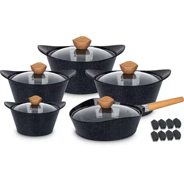 High quality 10 piece cast aluminum ceramic non stick cookware sets kitchen pot cooking pot set cook ware cookware sets