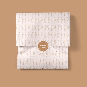 Papiers de soie personnalisés à motif de tiges botaniques répétées, <span class=keywords><strong>en</strong></span> couleur Ocre et tons de blé, simple épaisseur, à rayures verticales, pour marque d'herbes - Product Image 1