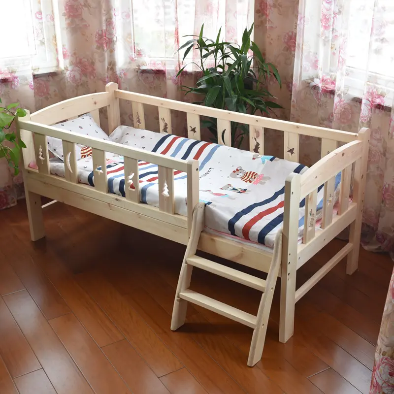Tempat tidur anak bayi, tempat tidur bayi tambal sulam kayu Solid multifungsi perlindungan lingkungan tempat tidur anak Solid