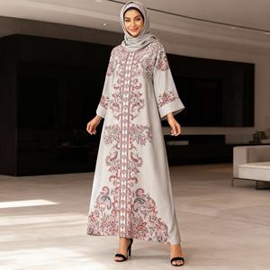 เดรสอาบายาประดับพลอยเทียมพิมพ์ลายสำหรับผู้หญิงมุสลิมลำลองใช้ได้ทุกวัน - Product Image 3