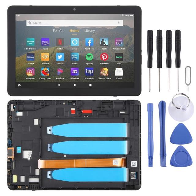 For Amazon Kindle Fire HD 8 12th Gen 2022 R2SP8T LCD Screen Touch Display Digitizer Full Assembly with Frame
