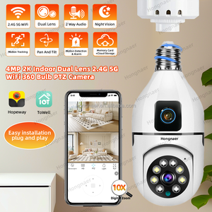 Hongnaer 2K 4MP không dây thông minh E27 Bóng đèn an ninh IP PTZ máy ảnh towell hopeway <span class=keywords><strong>360</strong></span> độ 2.4G 5g <span class=keywords><strong>Wifi</strong></span> Kép ống kính CCTV Bóng đèn máy ảnh - Product Image 2