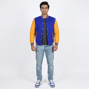 New Arrival Best Selling <b>Men</b> Varsity <b>Jacket</b> Polyester/Cotton <b>Long</b> Sleeves Standard Thickness Winter Fashion Stand Collar Front - Product Image 1