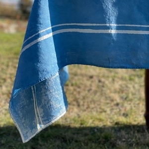 Wholesale Blue Printed <b>Linen</b> Tablecloth for Wedding Home Dining Room <b>Table</b> <b>Linen</b> 100% French Luxury Flax for Hotel 1 Piece Woven - Product Image 5