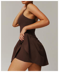 กระโปรงใส่เล่นกีฬาชุดใส่เล่นเทนนิสชุดออกกำลังกายแบบ all-in-one ใหม่ชุดเดรสเว้าหลังมีรูระบายด้านหลังพร้อมกางเกงขาสั้น - Product Image 2