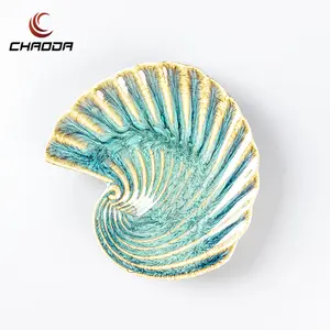CHAODA Shell Shape Ceramic Plates For Seafood Green Porcelain Dessert Dishes Ceramic Plates & Dishes