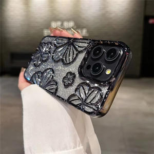 Funda DE PROTECCIÓN DE TPU suave electrochapada 3D 2 en 1 funda de teléfono móvil con flor brillante para iPhone X Xr Xs Max 6/7/8 Plus G 7/<span class=keywords><strong>8G</strong></span> - Product Image 1