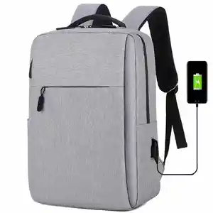 Venda Por Atacado Direta 15-Inch Travel Laptop Bag Faculdade Satchel USB Simples Grande Capacidade Laptop Mochila Para Homens E Mulheres