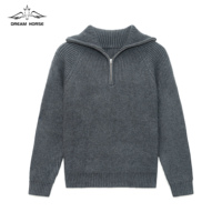 AiNear Vente en gros de logo personnalisé Design Oem & Odm Pull-over épais à manches longues avec col roulé et fermeture éclair côtelé en laine mélangée pour hommes