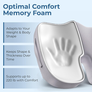 Bamboo Memory Foam Seat <strong>Cushion</strong> for <strong>Desk</strong> and Office <strong>Chairs</strong> Sciatica Coccyx Tailbone Pain Relief for Wheelchairs - Product Image 2