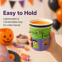 Gobelets en papier pour fête d'Halloween, motif citrouille vert à chevrons, jetables, pour boissons glacées, pour la fête de la Toussaint
