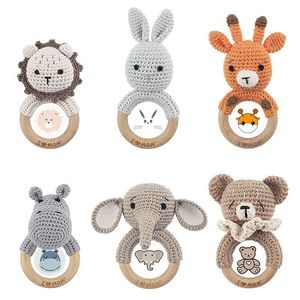 Luckykoo bambino fatto a mano uncinetto animale sonaglio cartone animato a maglia bambola bambino lenito coniglio rosicchiato regalo giocattolo - Product Image 3