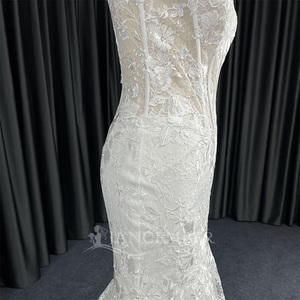 Jancember HX103 Boho sans bretelles ivoire motif mince robe de mariée sirène - Product Image 5