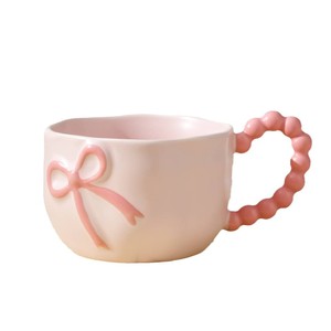 Tazza da caffè/acqua in stile Instagram con fiocco color crema, design di nicchia, per ragazza d'ufficio, per colazione a casa - Product Image 5
