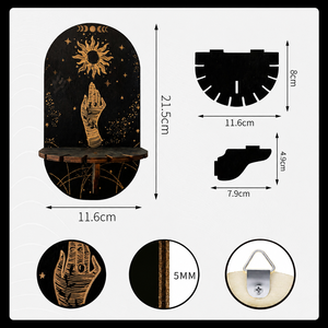 Étagère murale flottante en bois style Bohème Sorcière, personnalisable avec gravure gothique, pour l'altière, la sorcellerie et la décoration spirituelle de la maison - Product Image 3