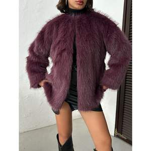 เสื้อแจ็คเก็ตขนเฟอร์เทียมแบบสั้นขายส่ง พร้อมเข็มขัดรัดตัว กระดุมแถวเดียว ลายพิมพ์ - Product Image 6