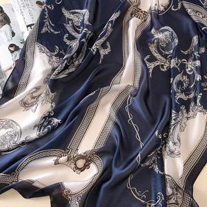 Écharpe longue et légère en satin de soie YMXHHB, style vintage, en soie de mûrier, foulards de mode, motifs géométriques et dessins animés, conçus par des designers - Product Image 4