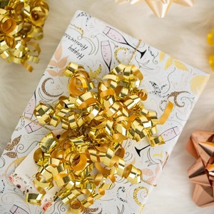 Golden Butterfly Bow Eco-Friendly Double Face Metallic <b>Gift</b> Ribbon Woven Decorative Bow for Birthday Valentine's Day <b>Christmas</b> - Product Image 6