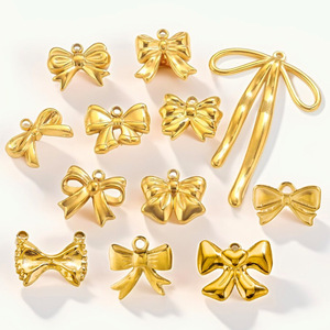 Dijes de Acero Inoxidable para Joyería, Dijes de Moda con Forma de Lazo en Oro y Plata, Accesorios para Hacer Joyería a Mano - Product Image 1