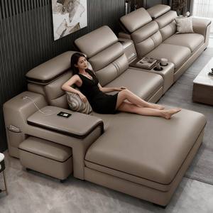 Sofá Seccional de Cuero Genuino Reclinable de Diseño Moderno y Alta Calidad, en Forma de L, Modular, de Lujo para Sala de Estar - Product Image 6