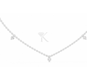 Delicado Collar de 5 Estaciones con Diamantes en Forma de Gota, Chapado en Plata, Cadena con Dijes de Baguette, Lujo, Certificado IGI, Joyería Fina Moderna para Uso Diario, Regalo - Product Image 3