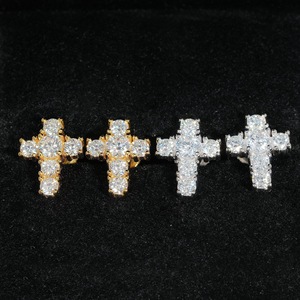 Cross <b>Stud</b> <b>Earrings</b> Zirconia Claw Setting Platinum Gold <b>For</b> <b>Men</b> And Women Fashion Jewelry - Product Image 2
