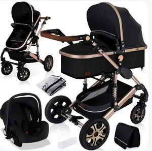 Pram mewah untuk bayi baru lahir, Kinderwagen modis 3 dalam 1 kursi dorong Ringkas
