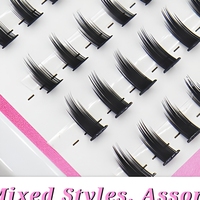 Faux cils DIY en grappe unique 5-20mm, mixtes (supérieur et inférieur), effet chatoyant et pointu, pour maquillage, en fibres douces