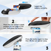 Ouvre-boîte électrique à une touche, bord lisse, acier inoxydable, plastique, sans danger pour les mains, utilisation sûre, gadgets de cuisine pour les personnes âgées, l'arthrite