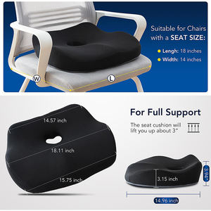 人間工学に基づいた尾骨用オフィスチェア、腰椎枕とシートクッション、長時間座るための整形外科用メモリーフォーム、車椅子と車のシートカバー - Product Image 2