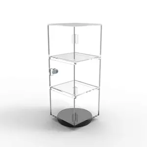 Torre de acrílico vidro de exibição, vidro acrílico rotativo com base de rotação