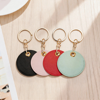 Porte-clés rond en cuir PU vert menthe, logo personnalisé, porte-clés circulaire, personnalisation de la marque, fabricant OEM, fournitures en gros