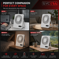 Ventilateur de bureau rechargeable 2000 mAh, ultra-fin, silencieux, refroidisseur d'air portable avec horloge numérique et affichage de la température OEM ODM