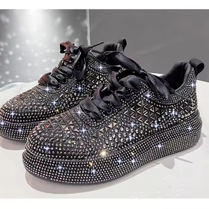 Chaussures décontractées pour femmes 2026, baskets plates à lacets avec plateforme, pour femmes et jeunes femmes, baskets à strass - Product Image 4
