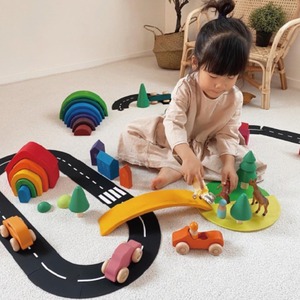 Jeu de construction de pistes de voitures à assembler pour enfants INS, blocs en PVC souple, jouet de construction pour garçons et filles de 0 à 24 mois, Quanzhou - Product Image 3