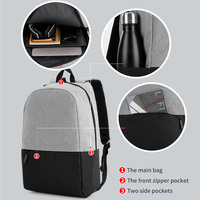 Nouveau sac à dos pour ordinateur portable en nylon imperméable pour hommes avec fermeture à glissière, taille d'ordinateur portable 15,6 pouces, design gris tendance, faible MOQ, très bon marché