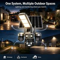 Caméra de sécurité WiFi PTZ sans fil, alimentée par énergie solaire, étanche V380 Pro, caméra extérieure IP66 avec éclairage LED de rue, alerte, vision nocturne