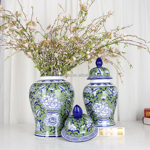 J257 vaso di porcellana cinese <span class=keywords><strong>antico</strong></span> <span class=keywords><strong>classico</strong></span> decorazione vaso di fiori blu vaso di zenzero verde in ceramica per la decorazione domestica - Product Image 4