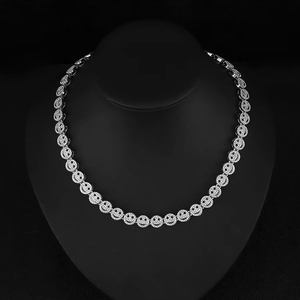 Atacado: Colar de Corrente Redonda com Pingente de Sorriso Banhado a Ouro/Prata, Cravejado com Zircônias (CZ), Estilo Hip Hop, para Homens e Mulheres - Product Image 4