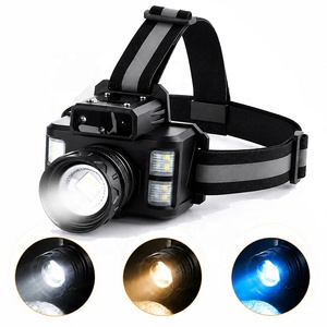 Lampe frontale rechargeable avec 4 modes d'éclairage (blanc, chaud, bleu, rouge), détecteur de mouvement, zoom, lampe frontale pour la pêche, la chasse, le camping, la randonnée - Product Image 1
