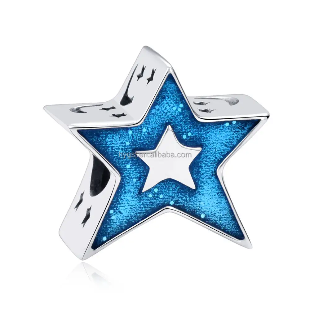 925 Sterling Silber Charm Armband Großhandel Schmuck herstellung Lieferungen Silber Star Charm Amulett Sterling Silber Perlen Armband
