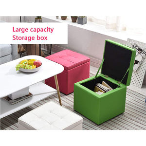 Multifunctional Living Room Shoes Changing Footstool Cube Storage Chest Sofa <strong>Pouffe</strong> Seat Ottoman Stool With Hidden Storage Space - Product Image 3
