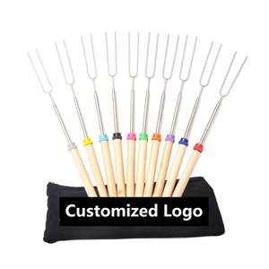 Set Personalizzabili di Bastoncini per Arrostire Marshmallow, Bastoncini Telescopici per Smores, Forchette per Hot Dog con Manico in Legno 31 Pollici - Product Image 2