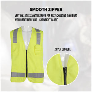 Gilet de sécurité jaune haute visibilité réfléchissant en coton et nylon avec fonctions antistatiques et anti-chaleur - Product Image 6