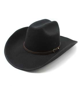 Sombrero Vaquero Unisex Clásico de Color Sólido con Cinturón, Sombrero de Vaquero de Fieltro Liso, Sombreros de Vaquero de Invierno al por Mayor - Product Image 3