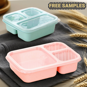 Boîte à lunch japonaise en gros avec 3 compartiments empilables, écologique, sans BPA, pour enfants - Product Image 1