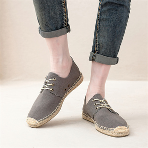 <span class=keywords><strong>Espadrillas</strong></span> da <span class=keywords><strong>uomo</strong></span> grigie piatte con tomaia in tela e lacci coordinati, suola in iuta intrecciata, calzature estive comode - Product Image 6