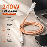 Nouveau câble USB-C 240W 2026, USB-C vers USB-C PD 48V 5A, câble de données tressé en nylon à charge rapide USB 2.0 pour ordinateur portable et téléphone OEM ODM