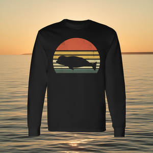 T-shirt à manches longues avec silhouette de baleine Beluga rétro vintage - Product Image 3