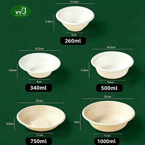 Bol rond en bagasse VVG OEM ODM, compostable, jetable, en canne à sucre, taille personnalisée pour salade, soupe, <span class=keywords><strong>poke</strong></span>, riz, fruits - Product Image 2